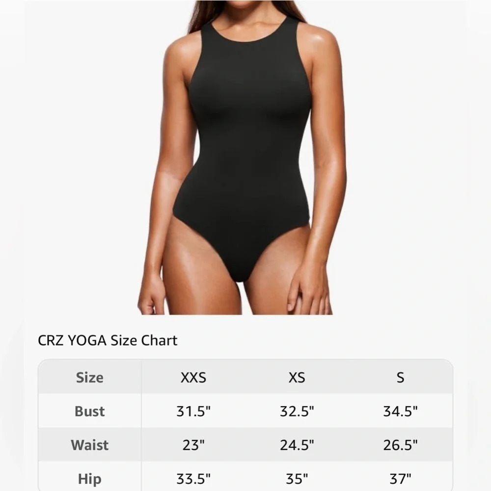 NWT CRZ YOGA Butterluxe Sleeveless Bodysuit High Neck Black size XXS - Picture 2 of 8